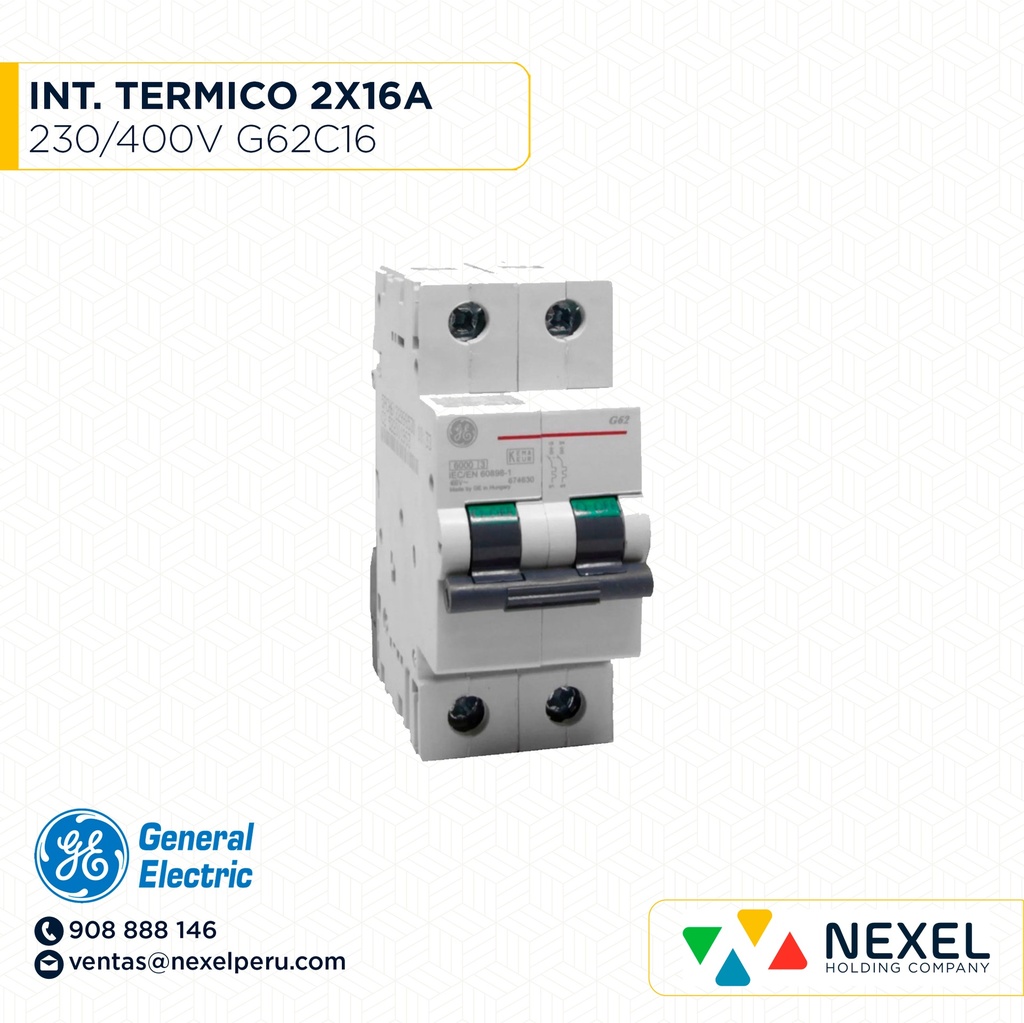 INTERR. TERMICO 2X16A 230/400V 6K G62C16 GENERAL ELECTRIC