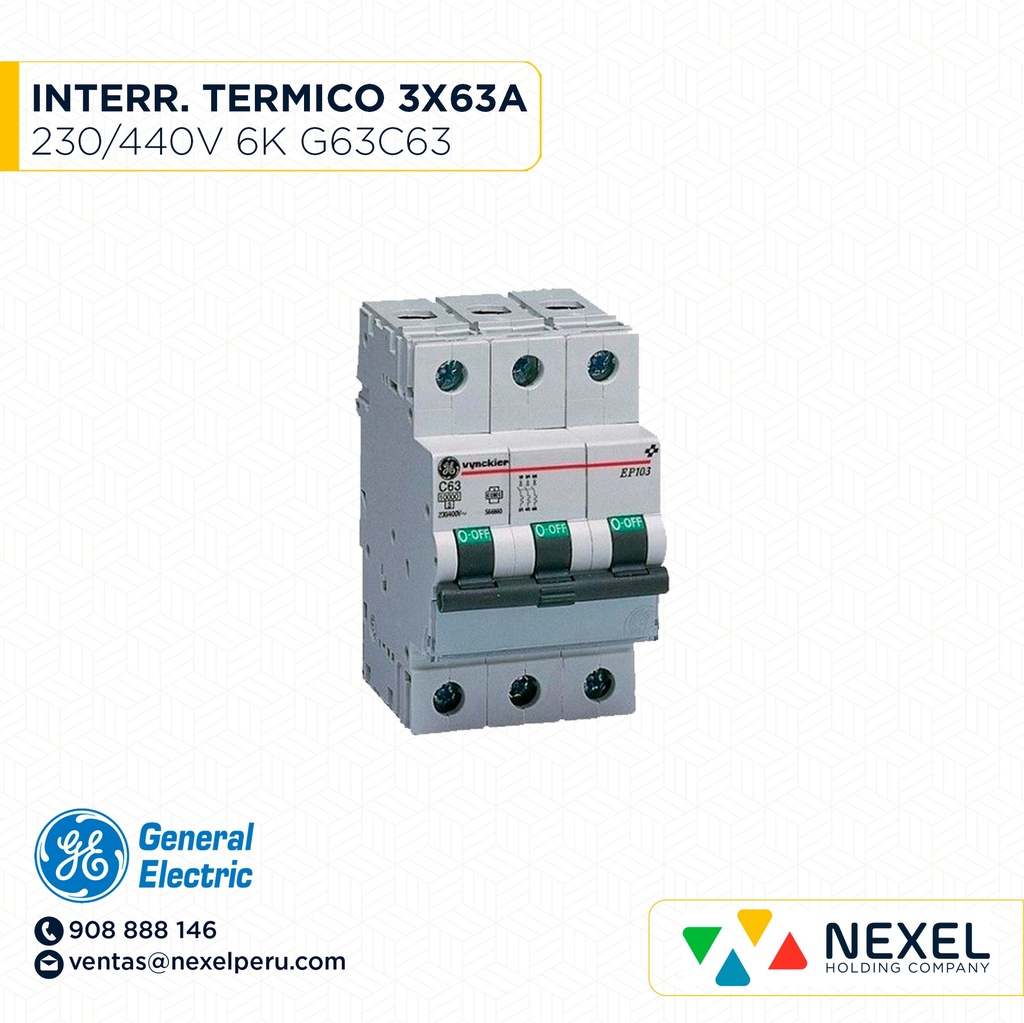 INTERR. TERMICO 3X63A 230/400V 6K G63C63 GENERAL ELECTRIC