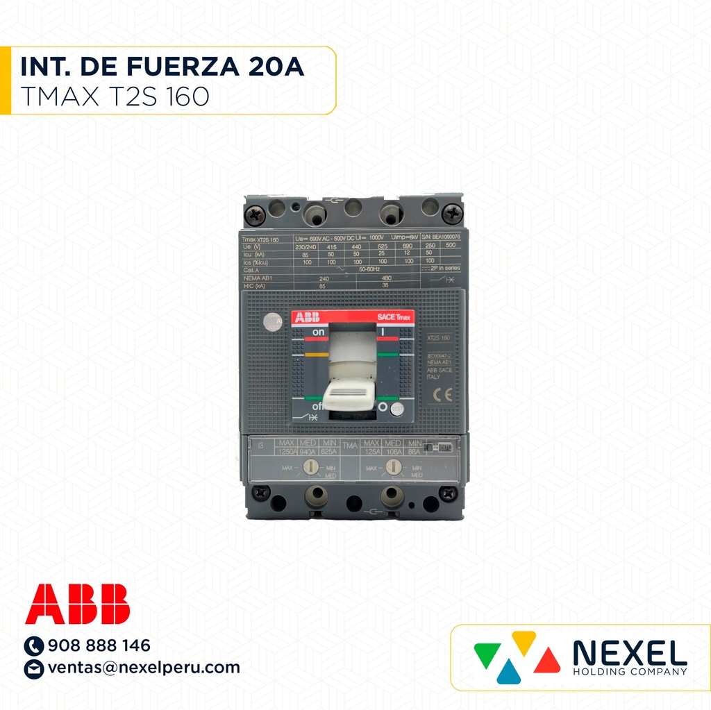 OUT-INT. DE FUERZA 20A TMAX T2S 160 ABB