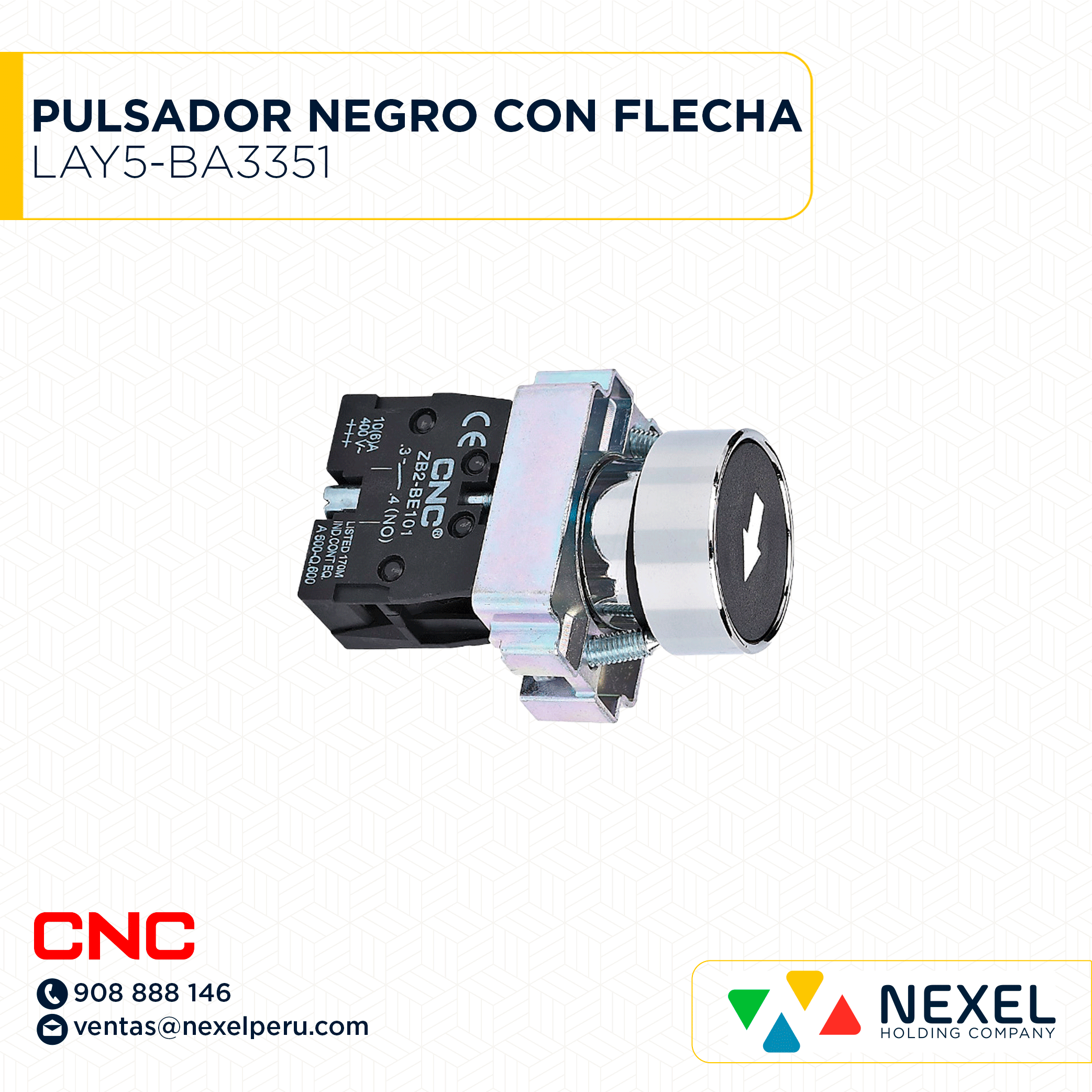 PULSADOR NEGRO CON FLECHA LAY5-BA3351 CNC