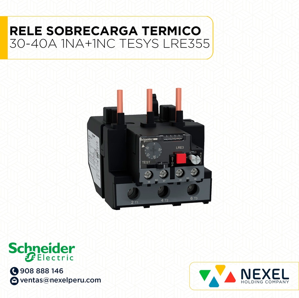 RELE SOBRECARGA TERMICO 30-40A 1NA+1NC TESYS LRE355 SCHNEIDER