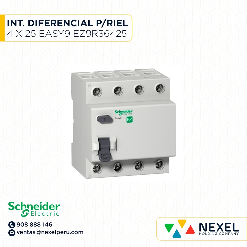 INT DIFERENCIAL P/RIEL 4 X 25 A EASY9 30 MA EZ9R36425 SCHNEIDER
