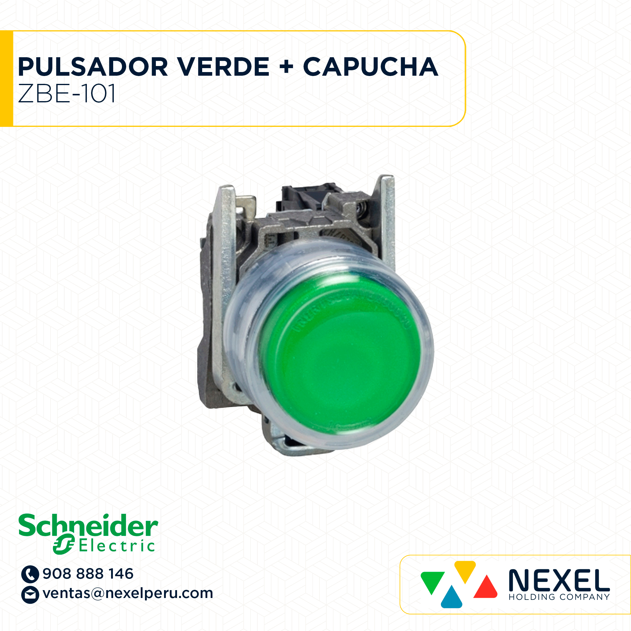 OUT- PULSADOR VERDE + CAPUCHA ZBE-101 SCHNEIDER
