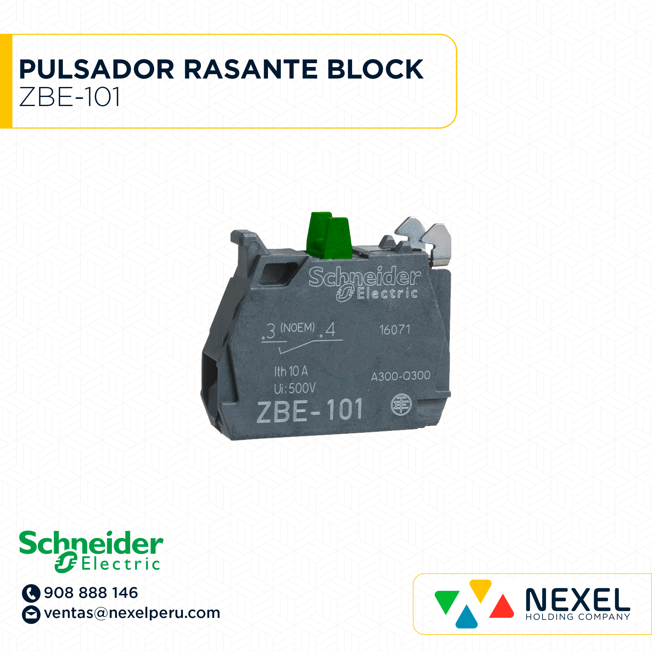 OUT- PULSADOR RASANTE BLOCK ZBE-101 SCHNEIDER