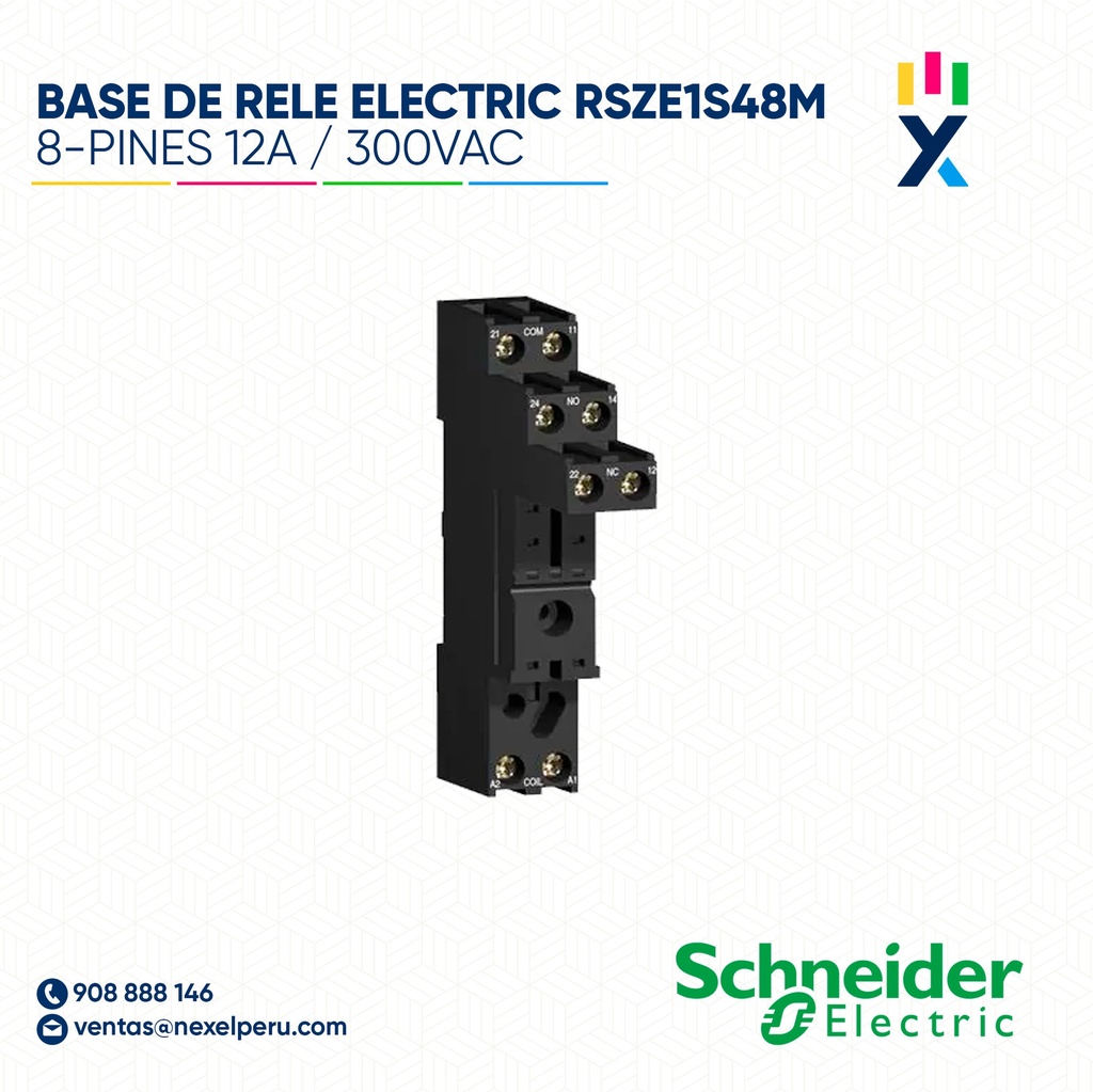 BASE DE RELE ELECTRIC RSZE1S48M 8-PINES 12A / 300VAC SCHNEIDER