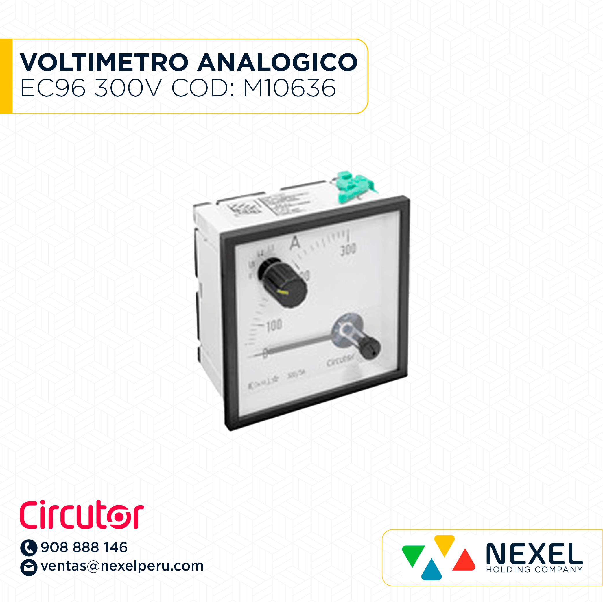 OUT- VOLTIMETRO ANALOGICO EC96 300V COD: M10636 CIRCUTOR