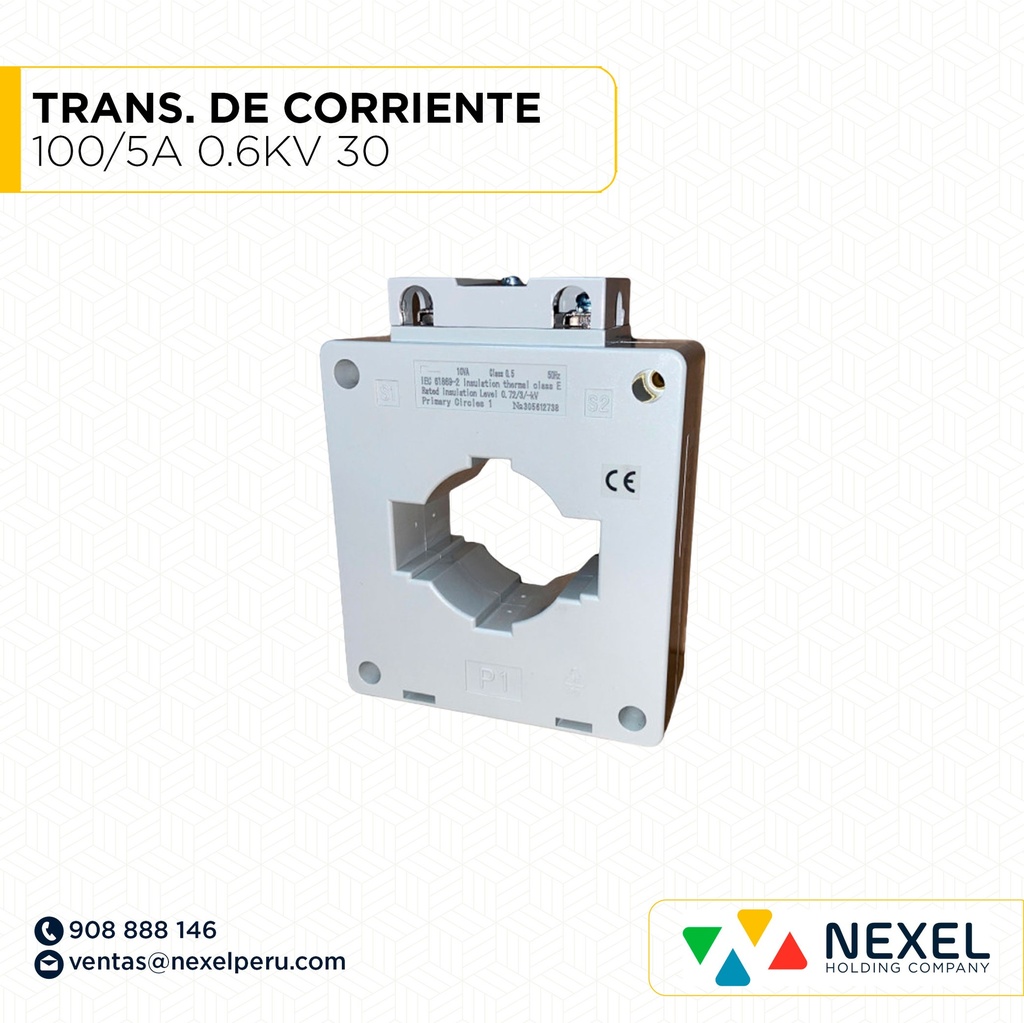 OUT- TRANSFORMADOR DE CORRIENTE 100/5A 0.6KV 30 TMG