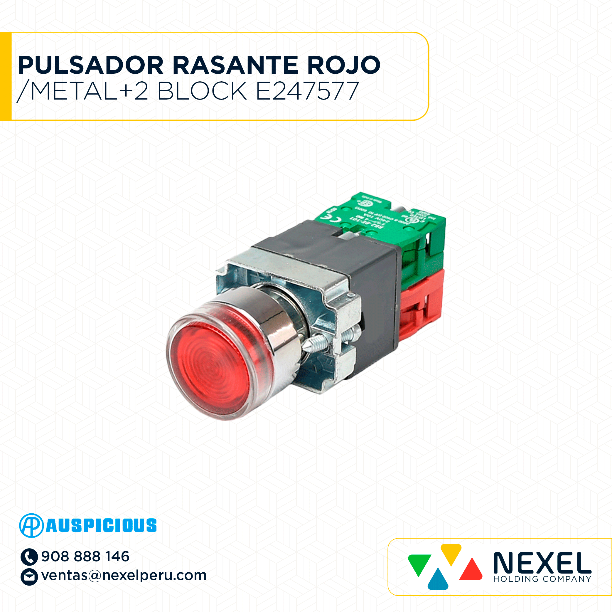 PULSADOR RASANTE ROJO/METAL + 2 BLOCK E247577 AUSPICIOUS