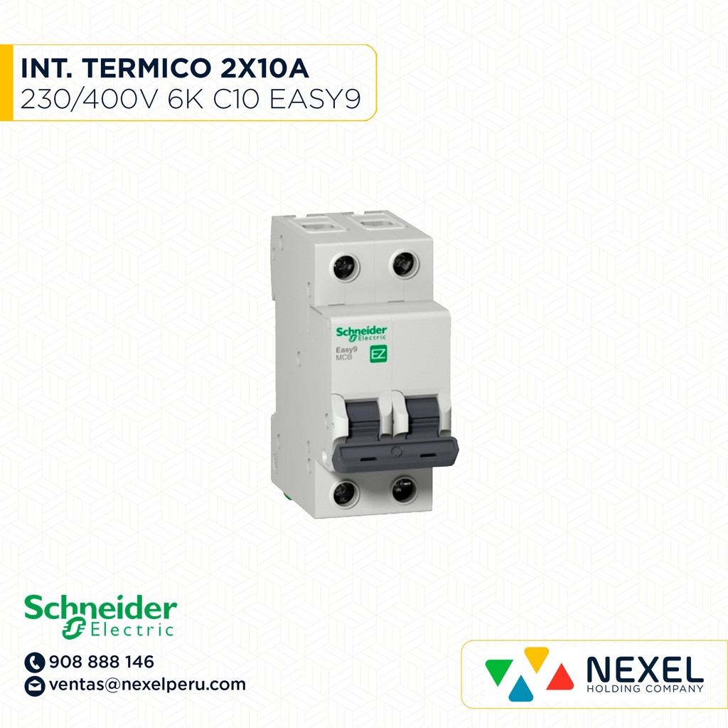 INTERR. TERMICO 2X10A 230/400V 6K EASY9 C10 EZ9F56210 SCHNEIDER