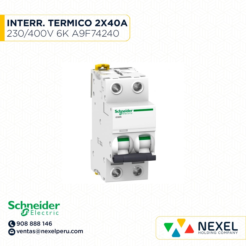 INTERR. TERMICO 2X40A 230/400V 6K IC60N C40A A9F74240*** SCHNEIDER