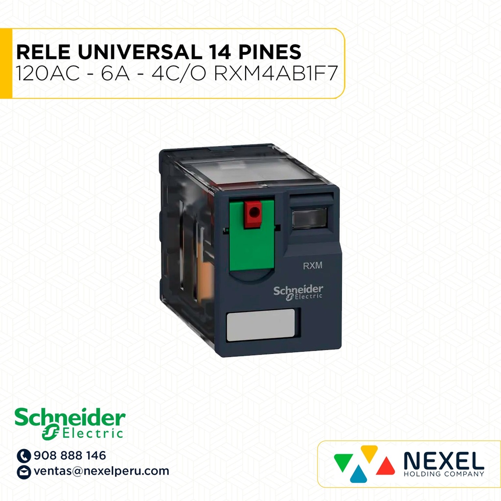 OUT- RELE UNIVERSAL 14 PINES 120AC - 6A - 4C/O RXM4AB1F7 SCHNEIDER