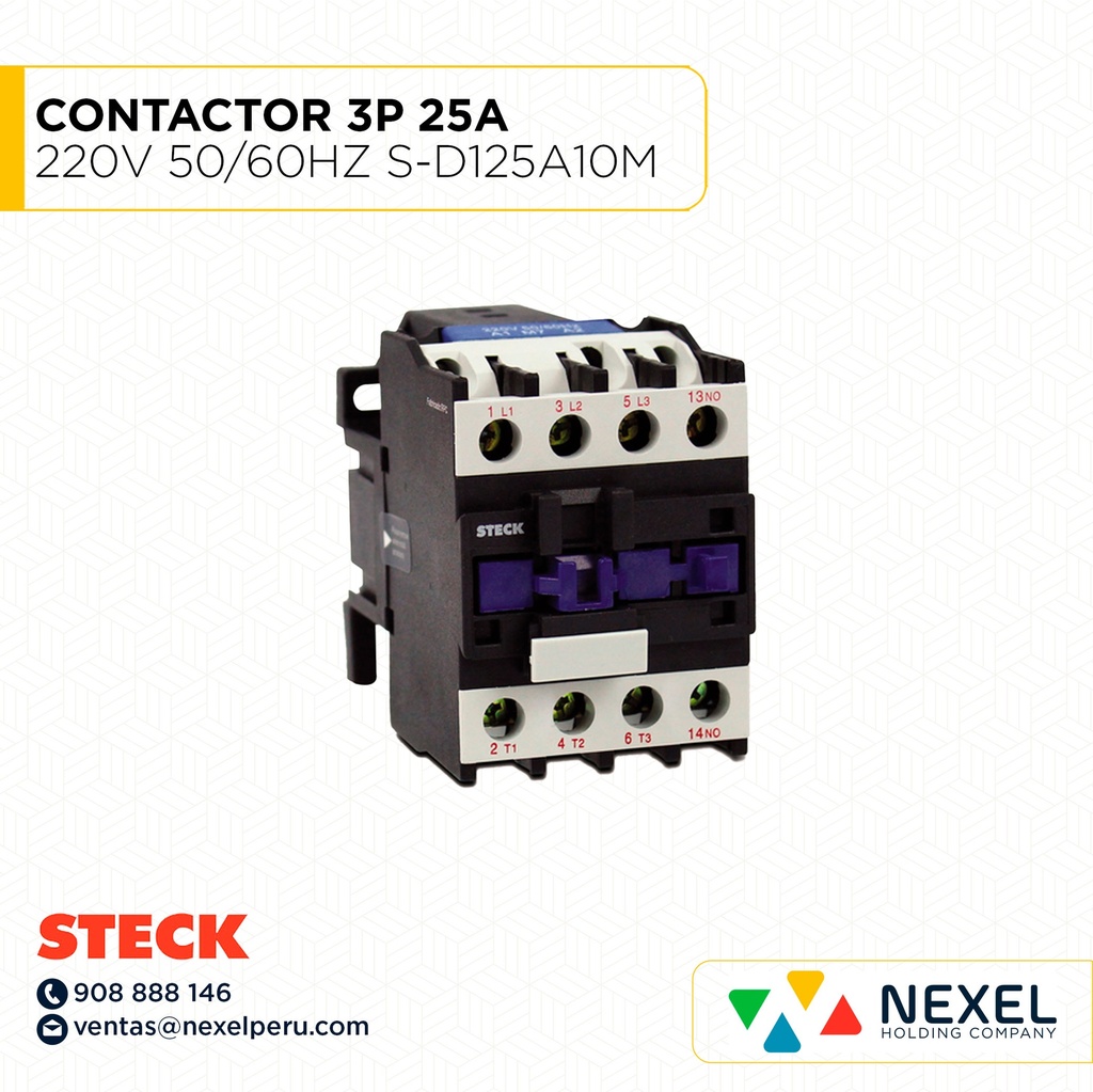CONTACTOR 3P 25A 220V 50/60HZ S-D125A10M STECK