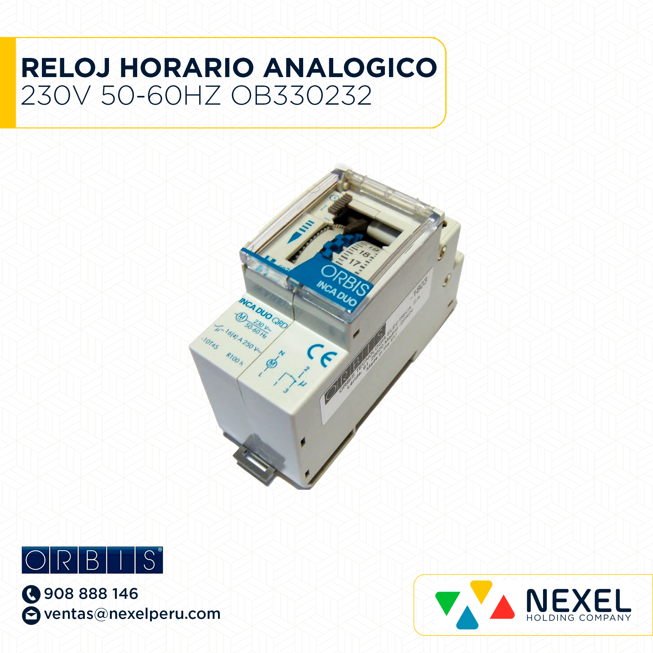 OUT- RELOJ HORARIO ANALOGICO 230V 50-60HZ OB330232 ORBIS