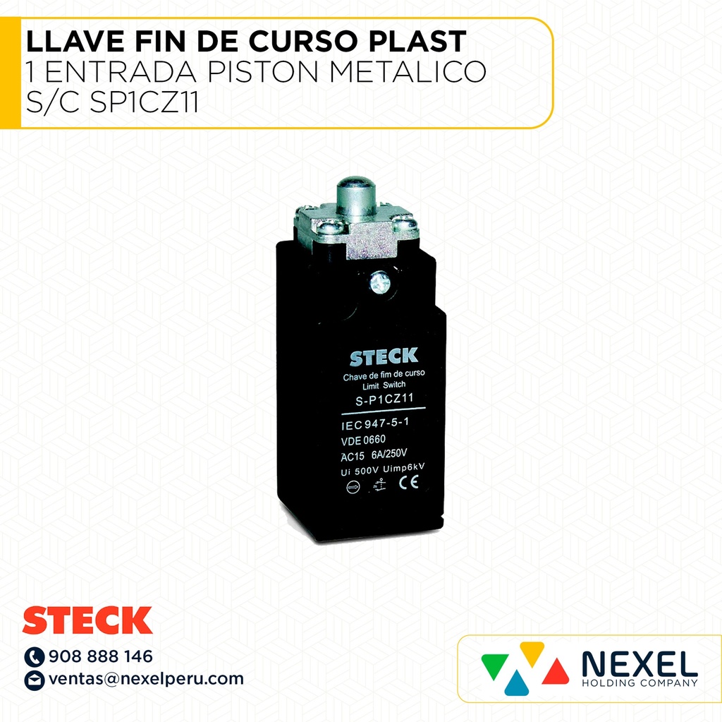 OUT-LLAVE FIN DE CURSO PLAST 1 ENTRADA PISTON METALICO S/C SP1CZ11 STECK