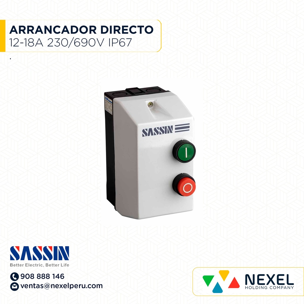 ARRANCADOR DIRECTO 12-18A 230//690V IP67 COD: 3SQ1-18 SASSIN