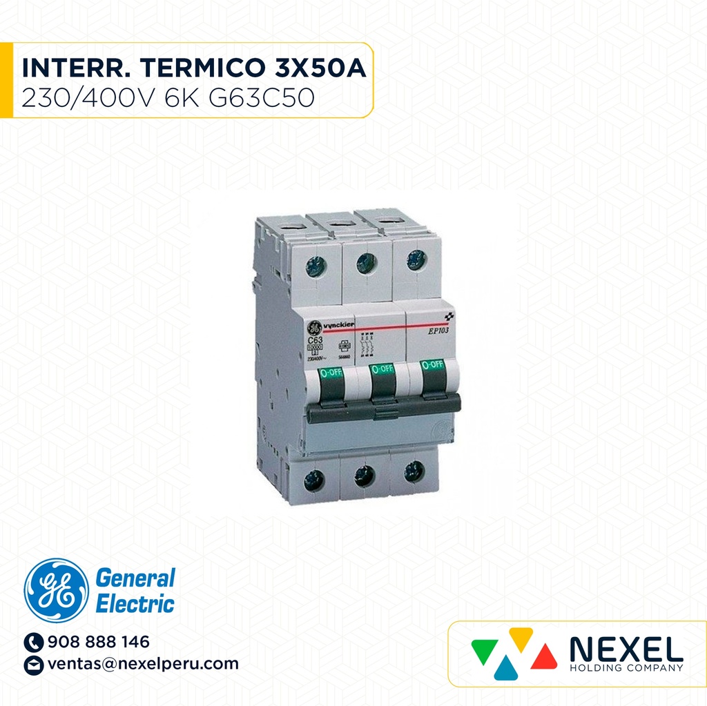 INTERR. TERMICO 3X50A 230/400V 6K G63C50 GENERAL ELECTRIC