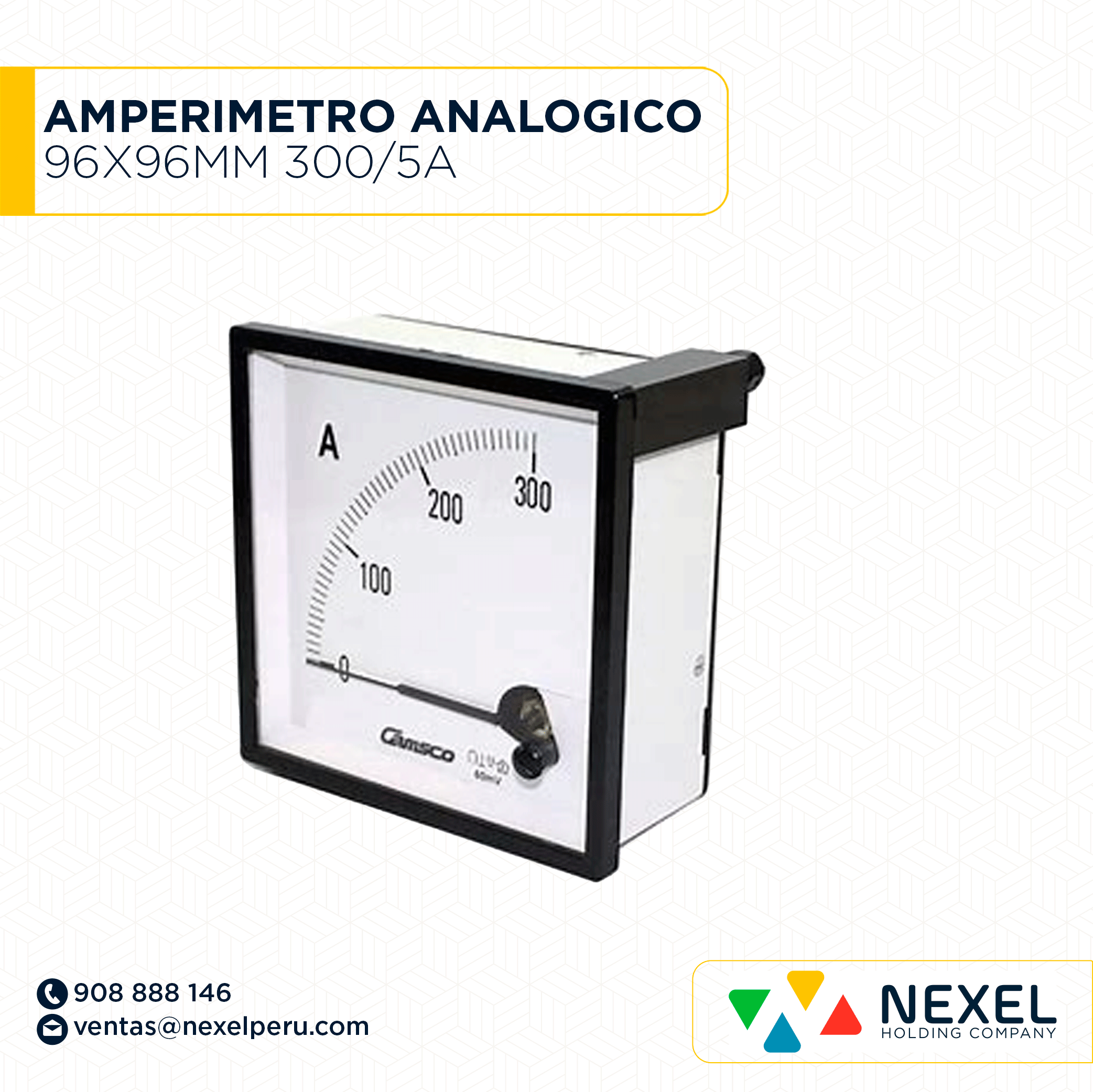 OUT-AMPERIMETRO ANALOGICO 96X96MM 300/5A IMPORTADO