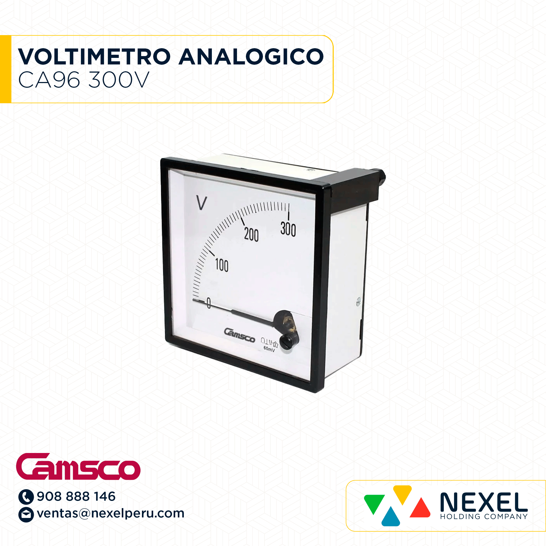 VOLTIMETRO ANALOGICO CA96 300V CAMSCO