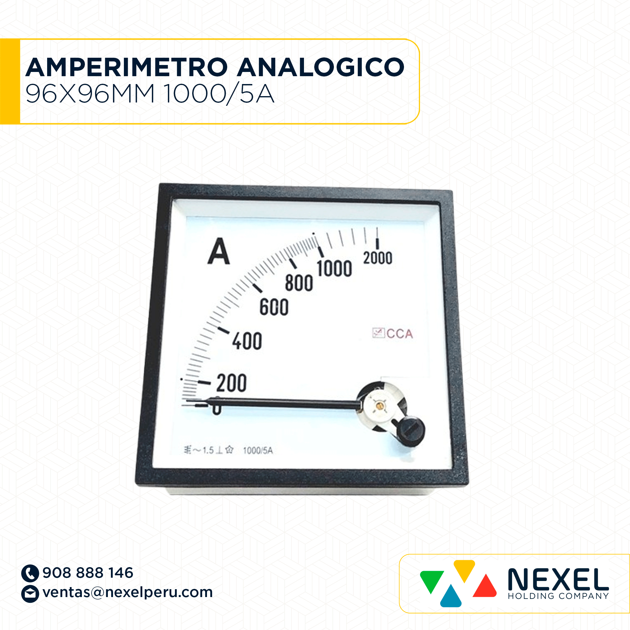 OUT- AMPERIMETRO ANALOGICO 96X96MM 1000/5A IMPORTADO
