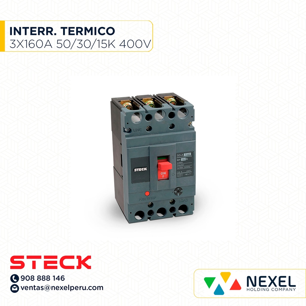INTERRUPTOR TERMICO 3X160 (112-160A). 50/30/18KA EN 220/400/440V / SD-AT160 STECK