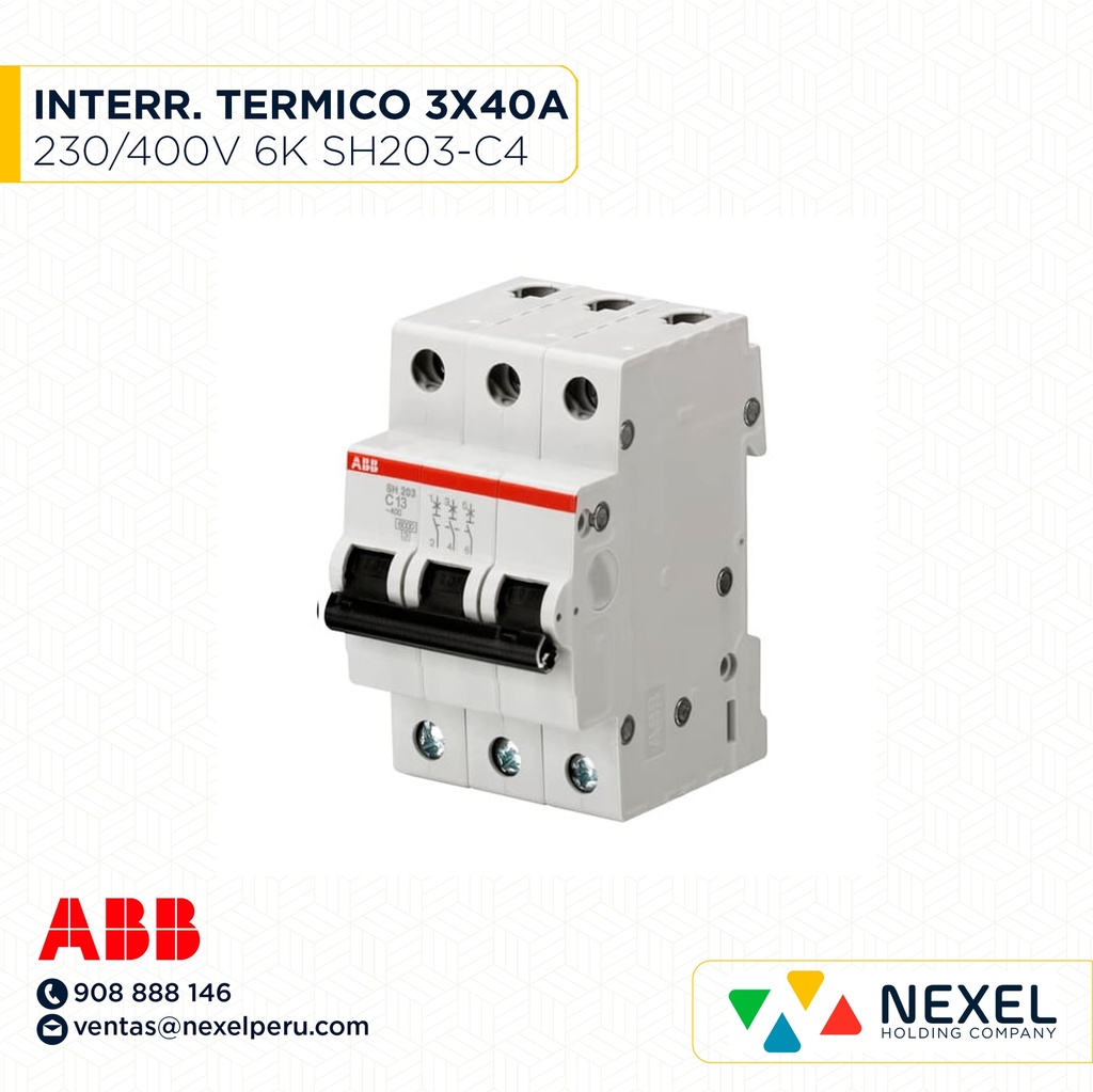 INTERR. TERMICO 3X40A 230/400V 6K SH203-C40 ABB