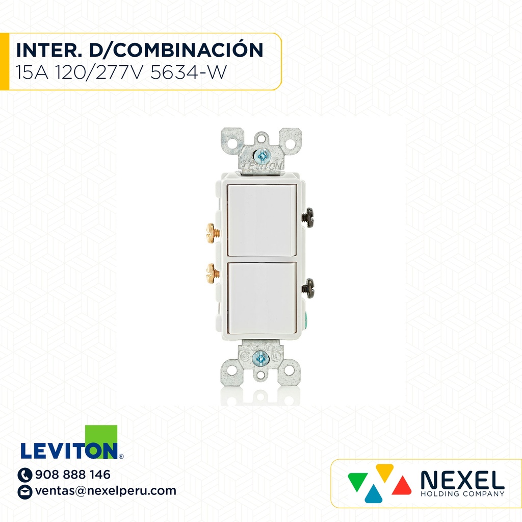 INTERRUPTOR DE CONBINACION BLANCO 15A 120/277V BLANCO COD:5634-W LEVITON