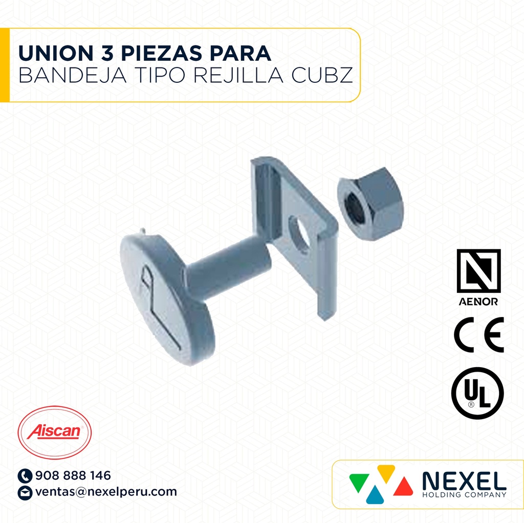 UNION 3 PIEZAS PARA BANDEJA TIPO REJILLA CUBZ AISCAN