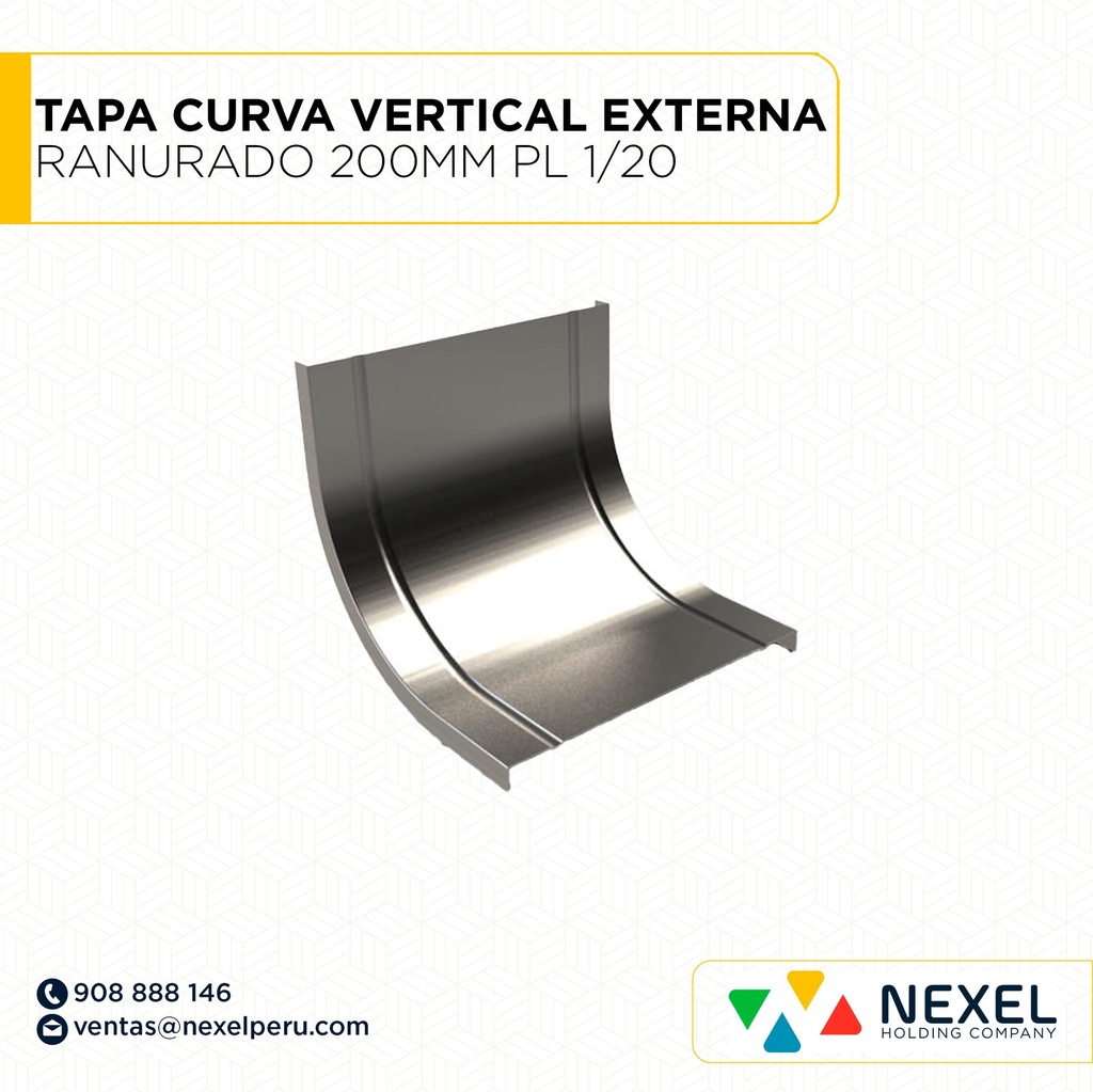 TAPA CURVA VERTICAL EXTERNA RANURADO 200MM PL 1/20 NACIONAL