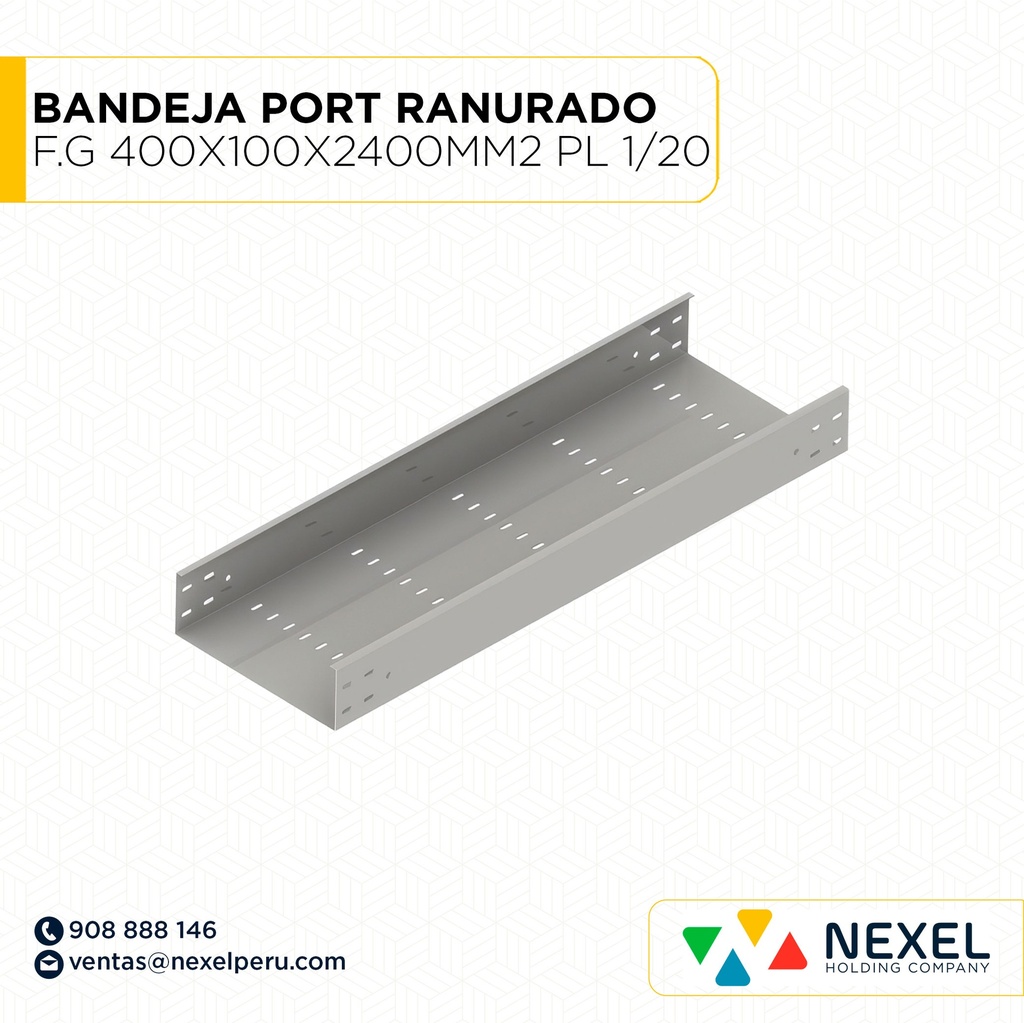 BANDEJA PORTACABLE RANURADO F.G 400X100X2400MM2 PL 1/20 CON TAPA NACIONAL