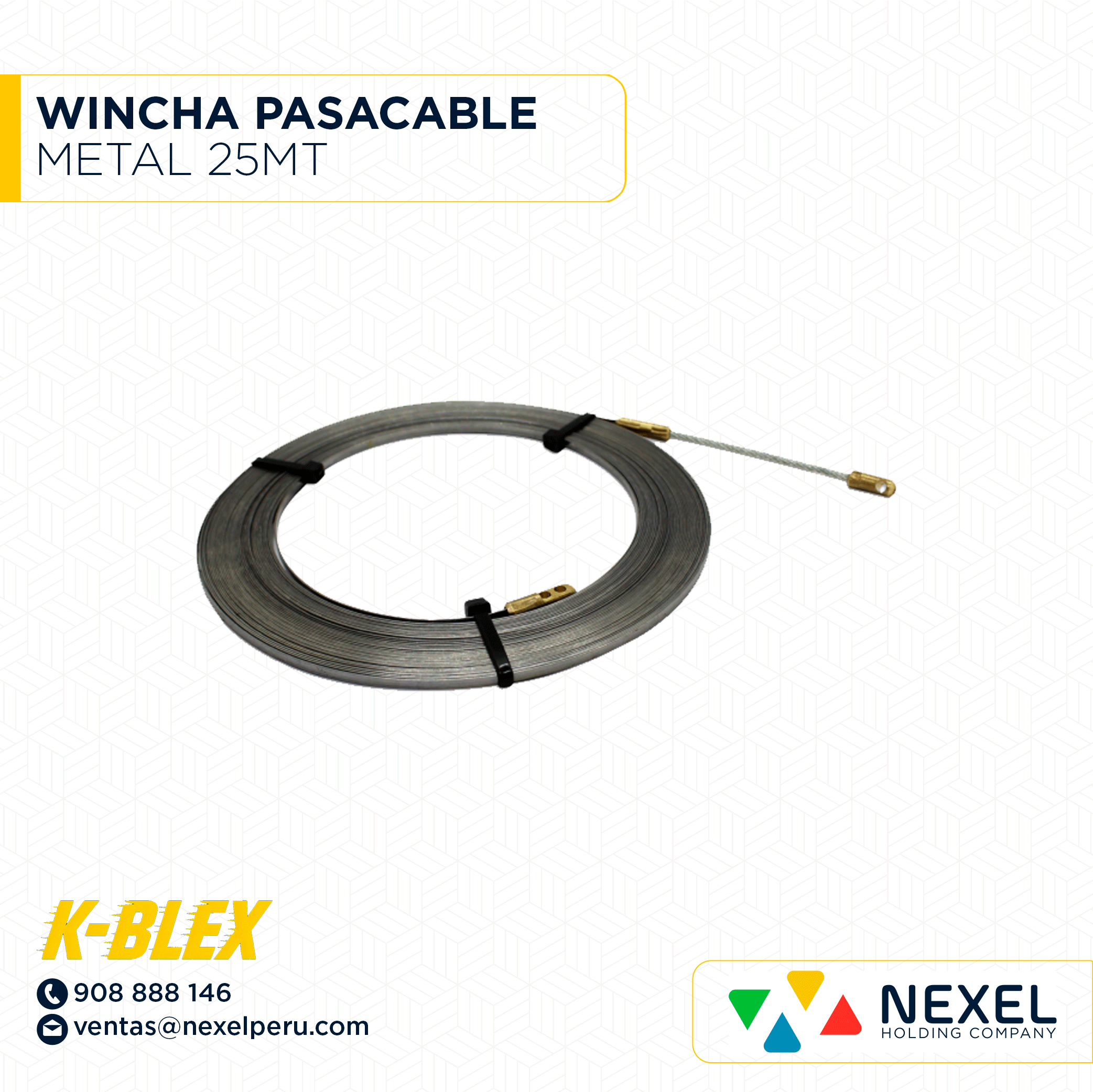 WINCHA PASACABLE METAL 25MT K-BLEX - B