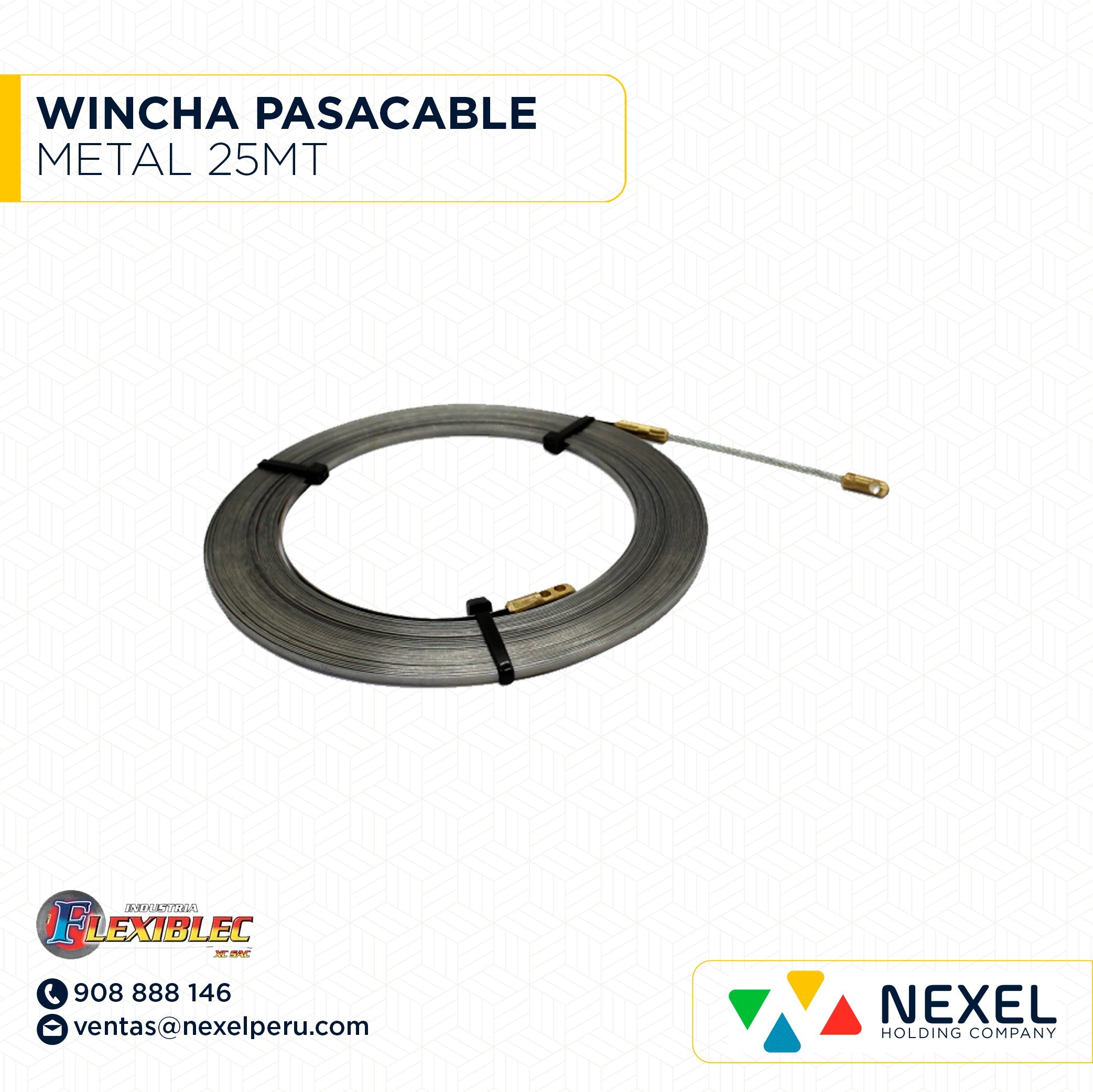 OUT- WINCHA PASACABLE METAL 25MT FLEXIBLEC