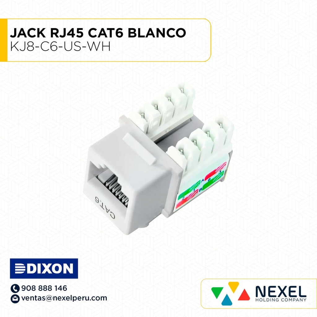 OUT- JACK RJ45 CAT6 BLANCO KJ8-C6-US-WH DIXON