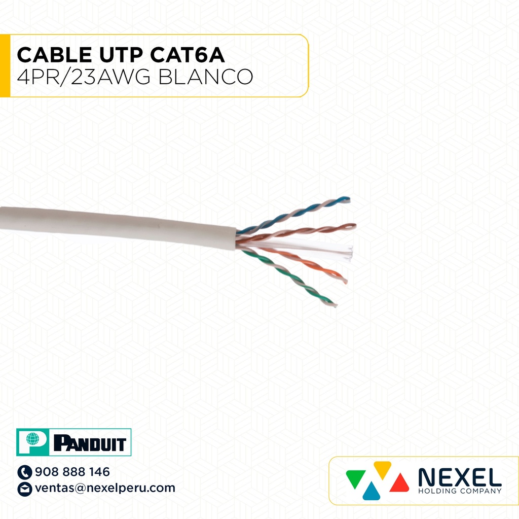 CABLE UTP CAT6A 4PR/23AWG BLANCO PANDUIT