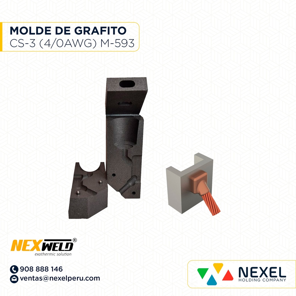 MOLDE DE CABLE ANGULAR 45° TIPO CS-3 CABLE-SUPERFICIE 4/0AWG M-593 VSC1Q CART. 115 NEXWELD