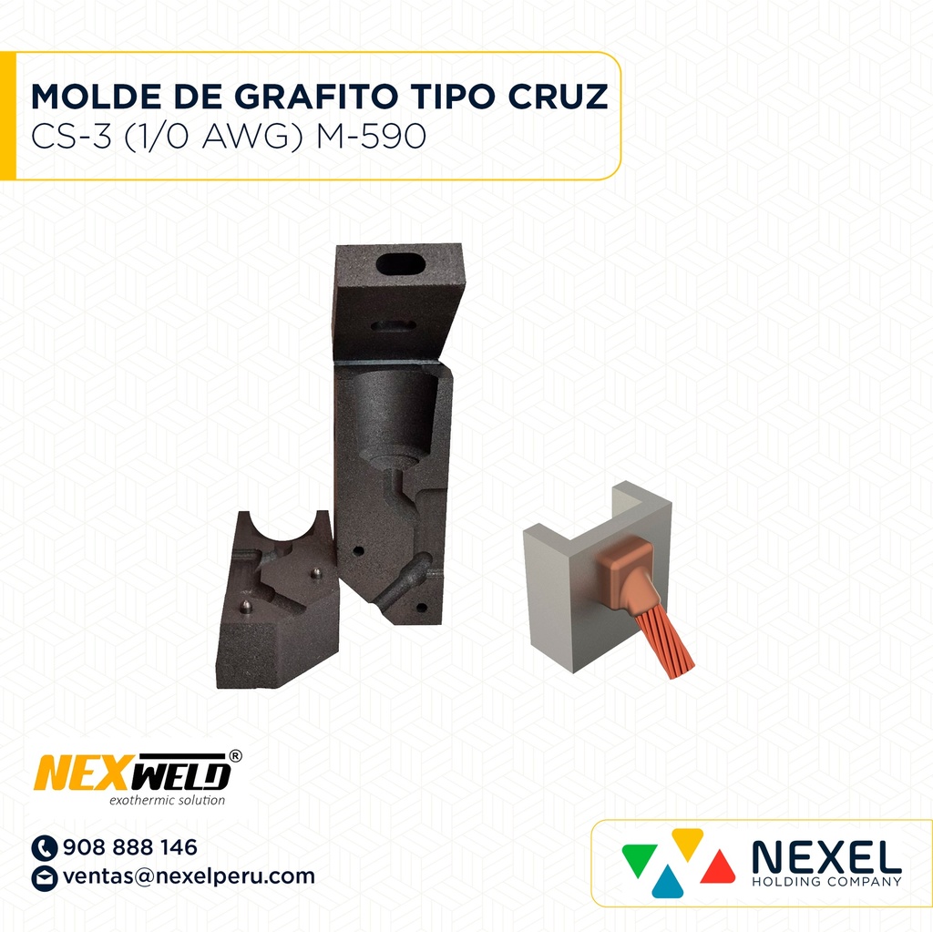 MOLDE DE CABLE ANGULAR 45° TIPO CS-3 CABLE-SUPERFICIE 1/0AWG T/M-590 C/VSC2C CART. 90 NEXWELD