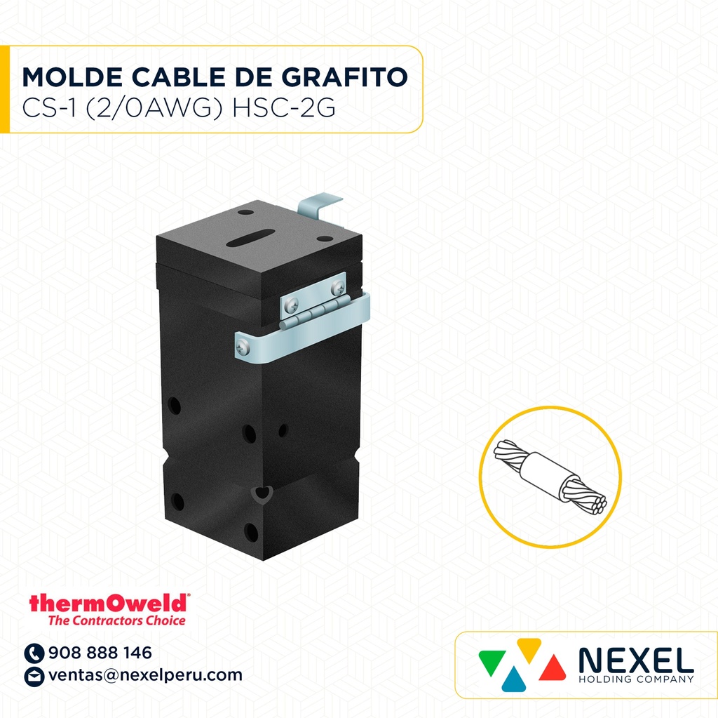 OUT-MOLDE SUPERFICIE PLANA VERT. (CS-1) (2/0AWG) T/ M-645 C/ HSC-2G#90 *SN* THERMOWELD (SERVICIO)