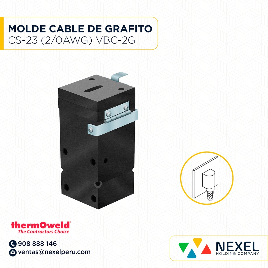 MOLDE SUPERFICIE PLANA VERT. (CS-23) (2/0AWG) T/ M-2540 C/ VBC-2G#115 THERMOWELD