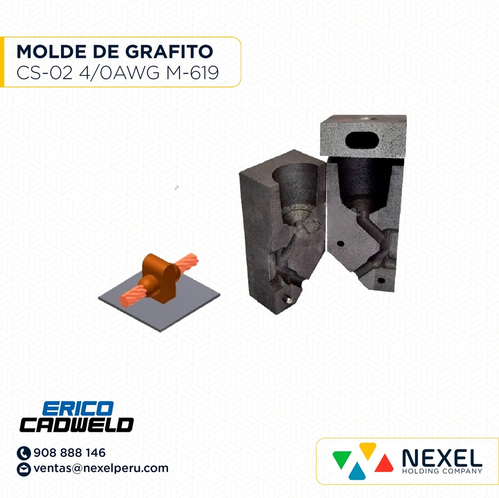 OUT- MOLDE CABLE A SUP. METALICA (CS-02) (4/0AWG-HORIZONTAL) T/ M-619 C/ HCC-2Q #150 CADWELD