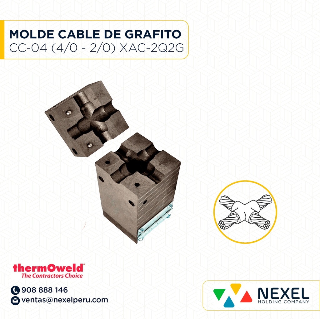 OUT- MOLDE CRUZ HORIZ. (CC-4) (4/0-2/0AWG) T/ M-445 C/ XAC-2Q2G #150 THERMOWELD