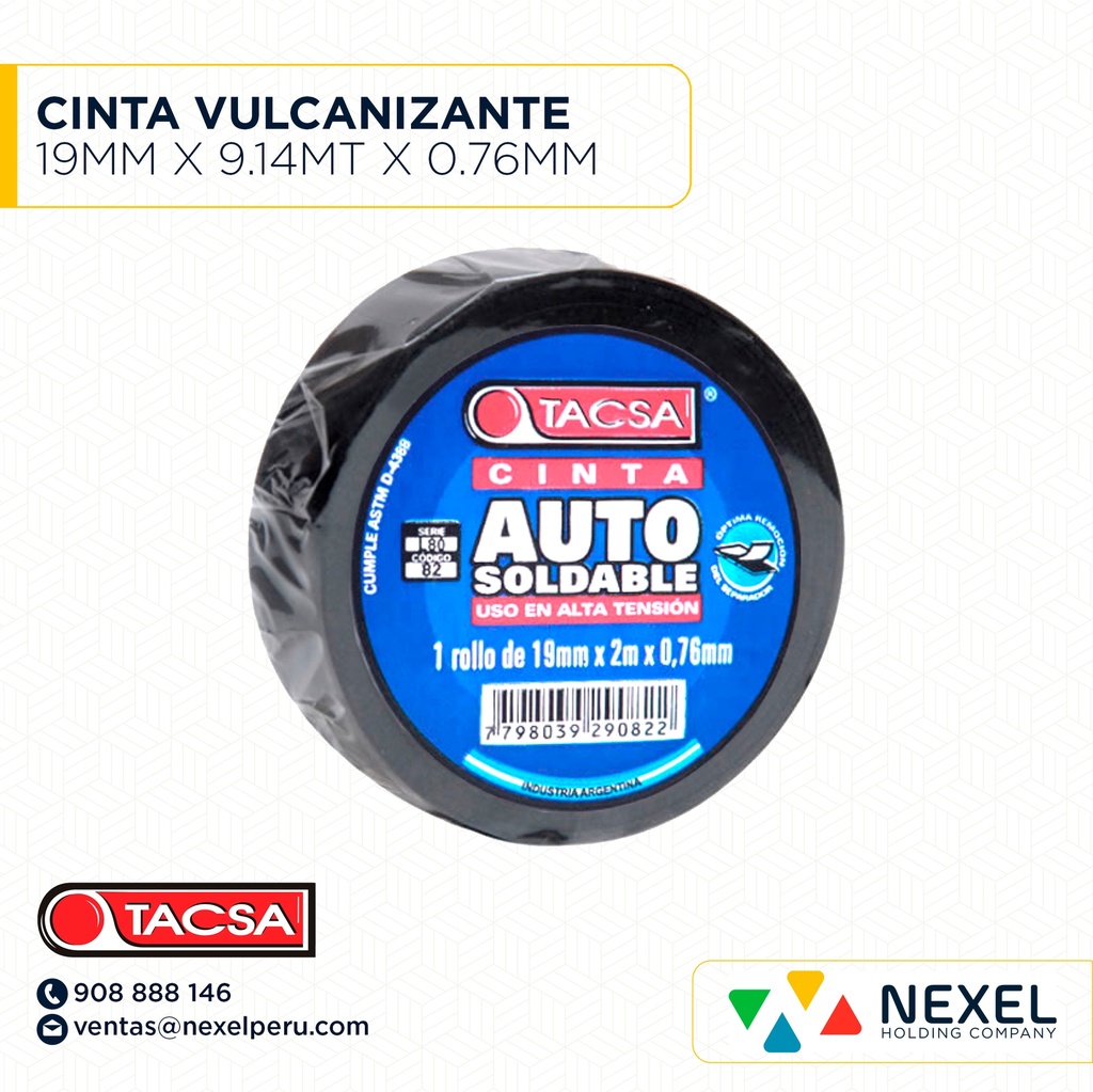OUT - CINTA VULCANIZANTE 19MM X 9.14MT X 0.76MM TACSA