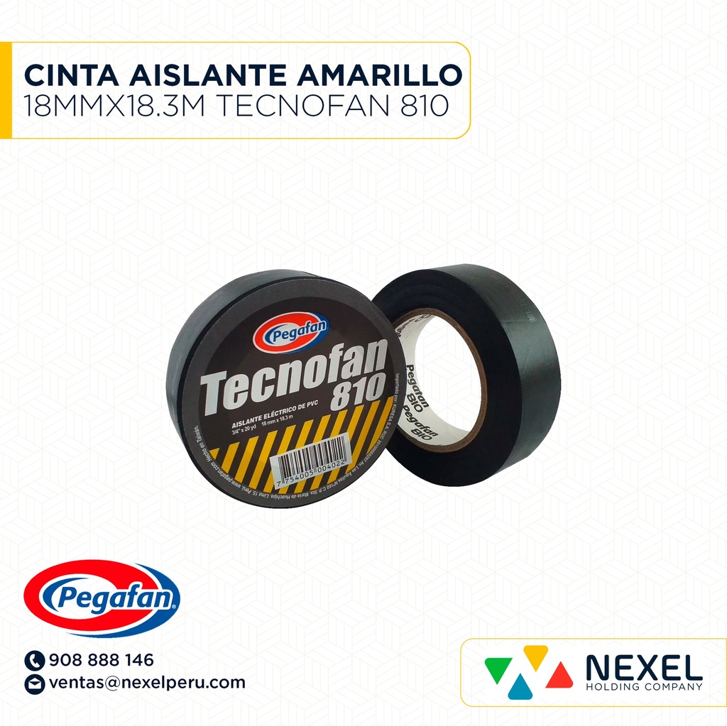 CINTA AISLANTE AMARILLO 18MMX18.3M TECNOFAN 810 PEGAFAN