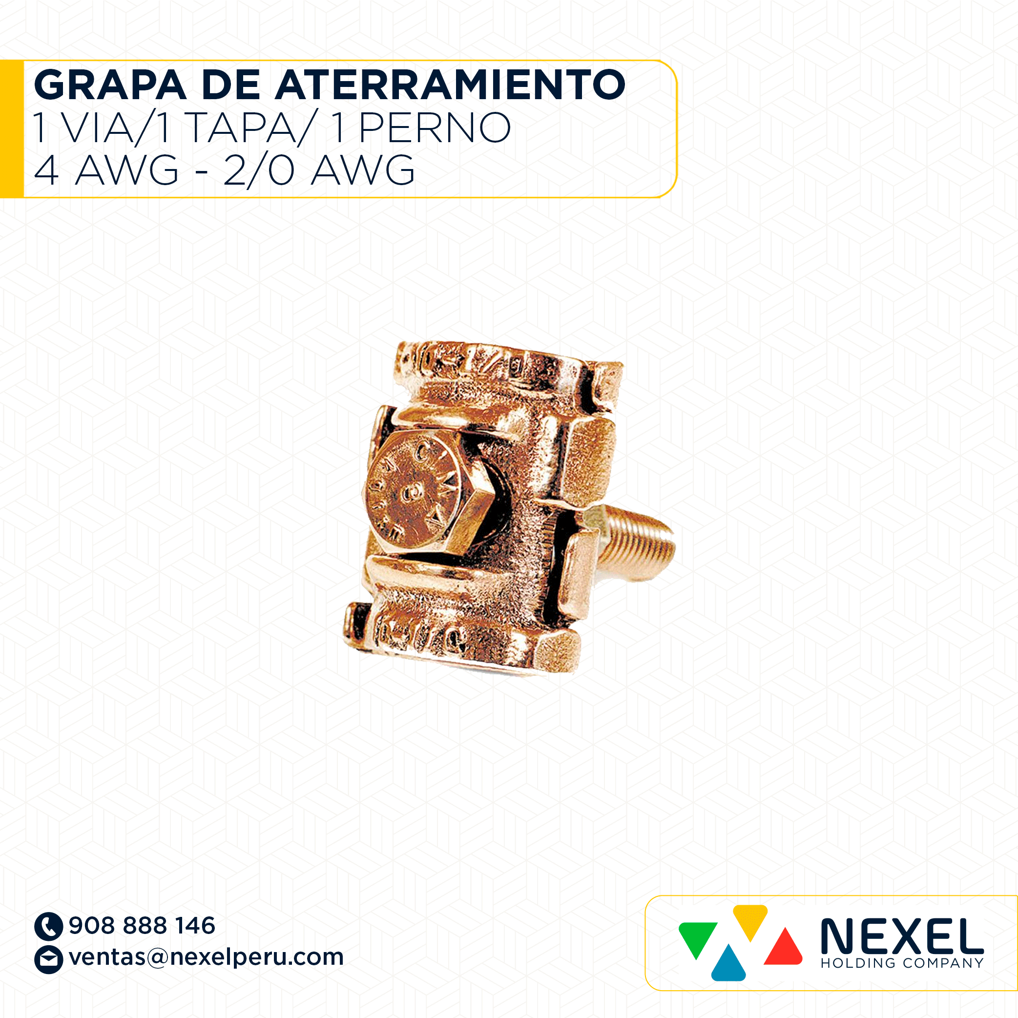 GRAPA DE ATERRAMIENTO 1 VIA/1 TAPA/ 1 PERNO 4 AWG - 2/0 AWG