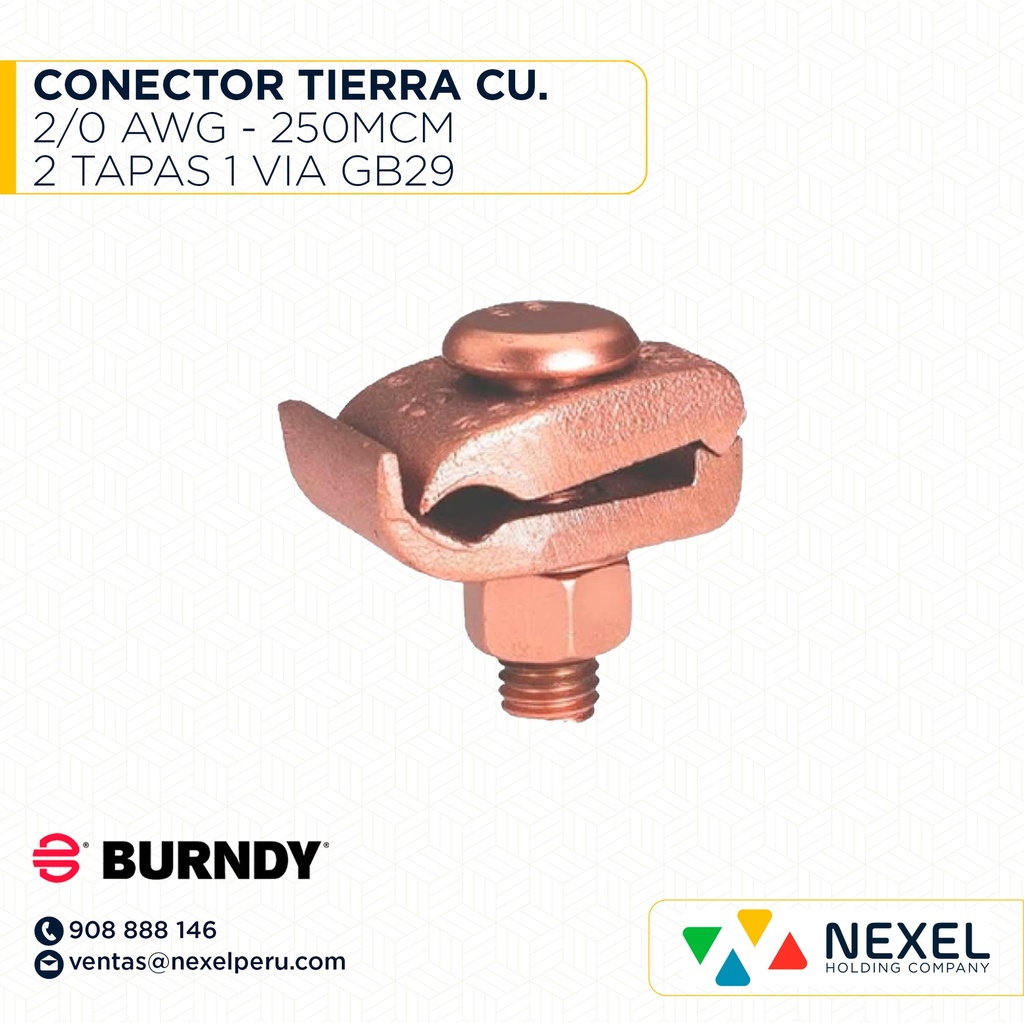 CONECTOR TIERRA CU. 2/0 AWG - 250MCM 2 TAPAS 1 VIA GB29 BURNDY
