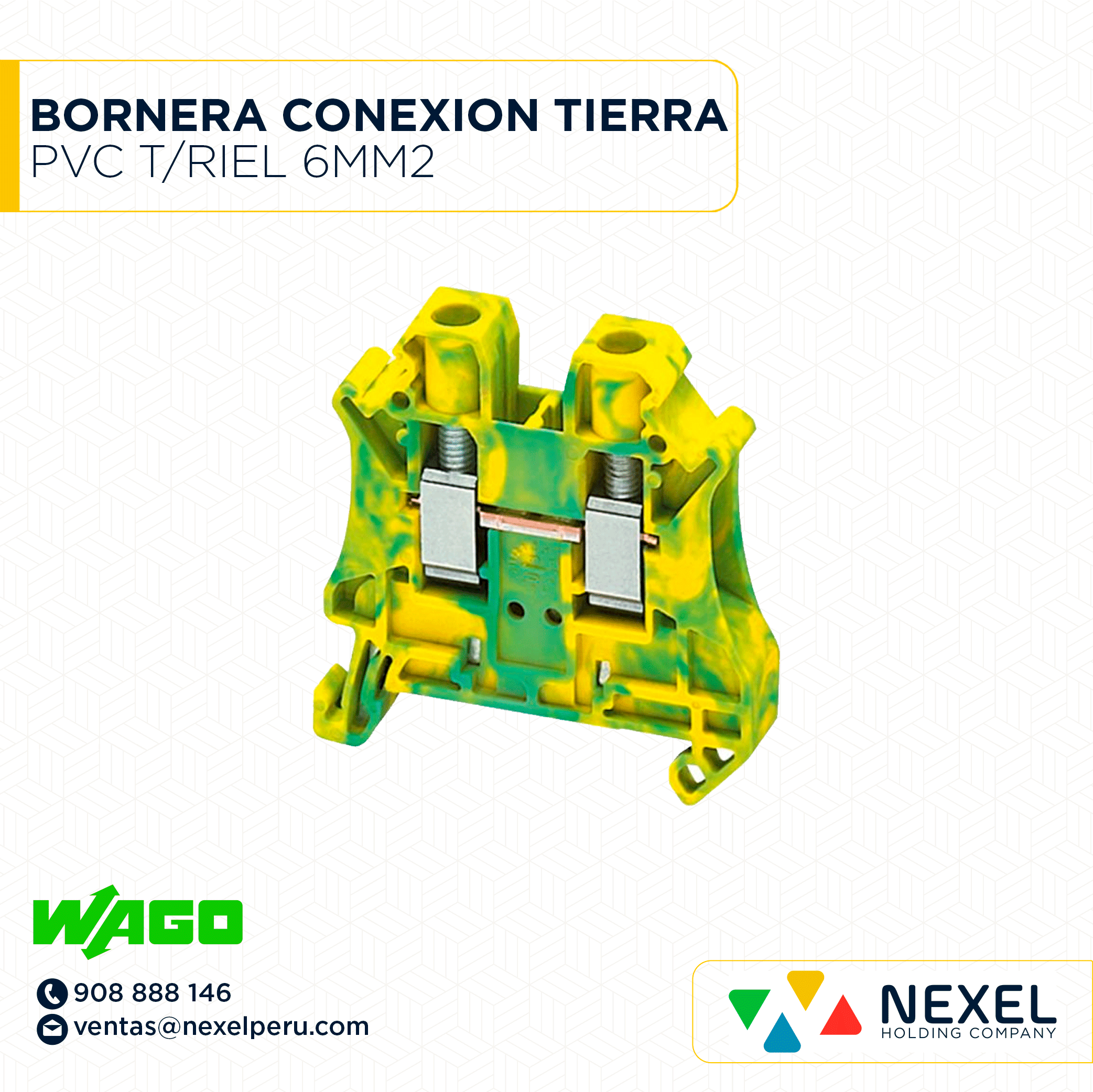 BORNERA DE CONEXION A TIERRA PVC T/RIEL 6MM2 WAGO