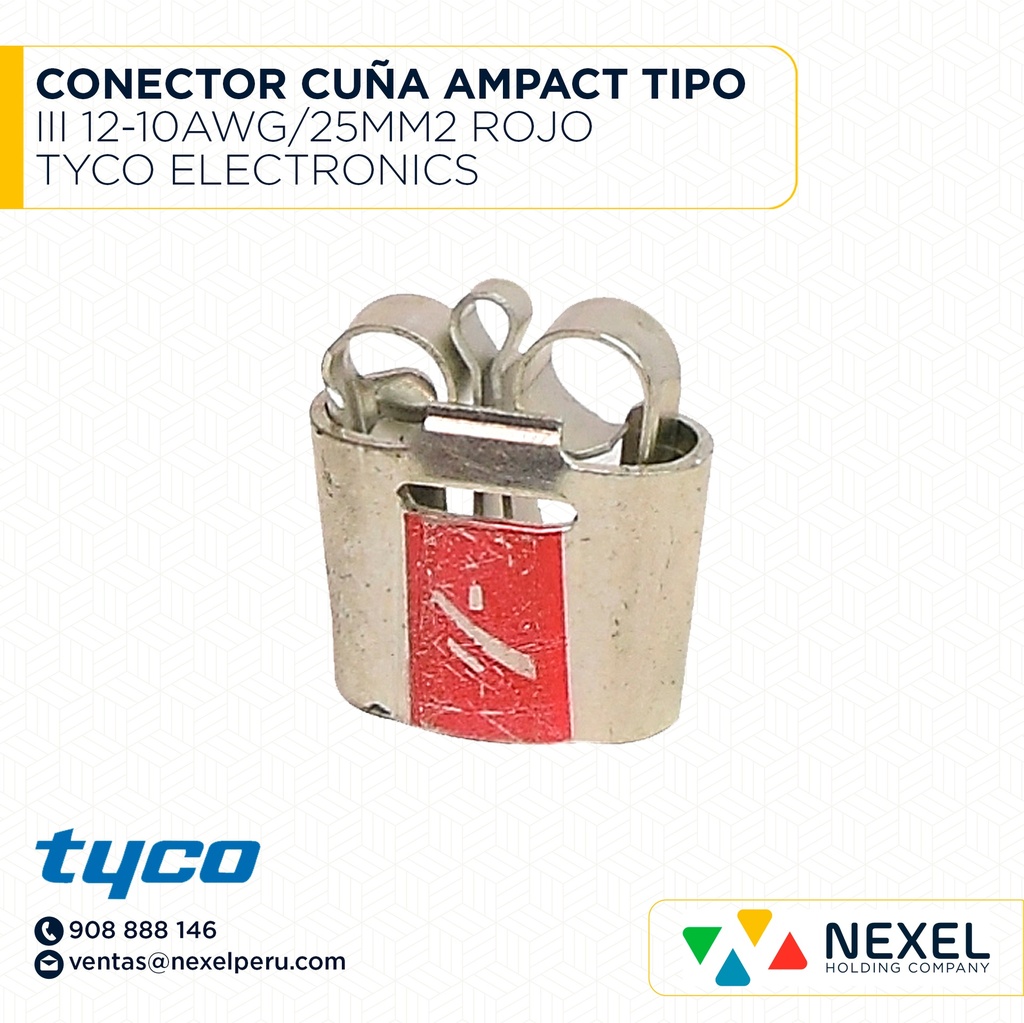 OUT- CONECTOR CUÑA AMPACT TIPO III 12-10AWG/25MM2 ROJO TYCO ELECTRONICS