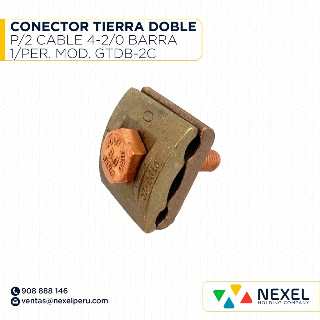CONECTOR TIERRA DOBLE P/2 CABLE 4-2/0 BARRA 1/PER. MOD. GTDB-2C STANDARD