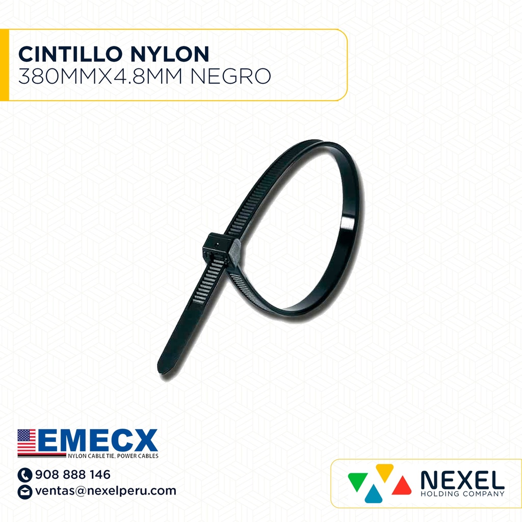 CINTILLO NYLON 380MMX4.8MM NEGRO EMECX