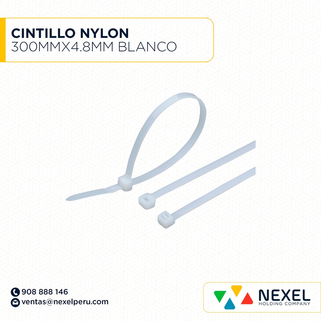 CINTILLO NYLON 300MMX4.8MM BLANCO STANDARD