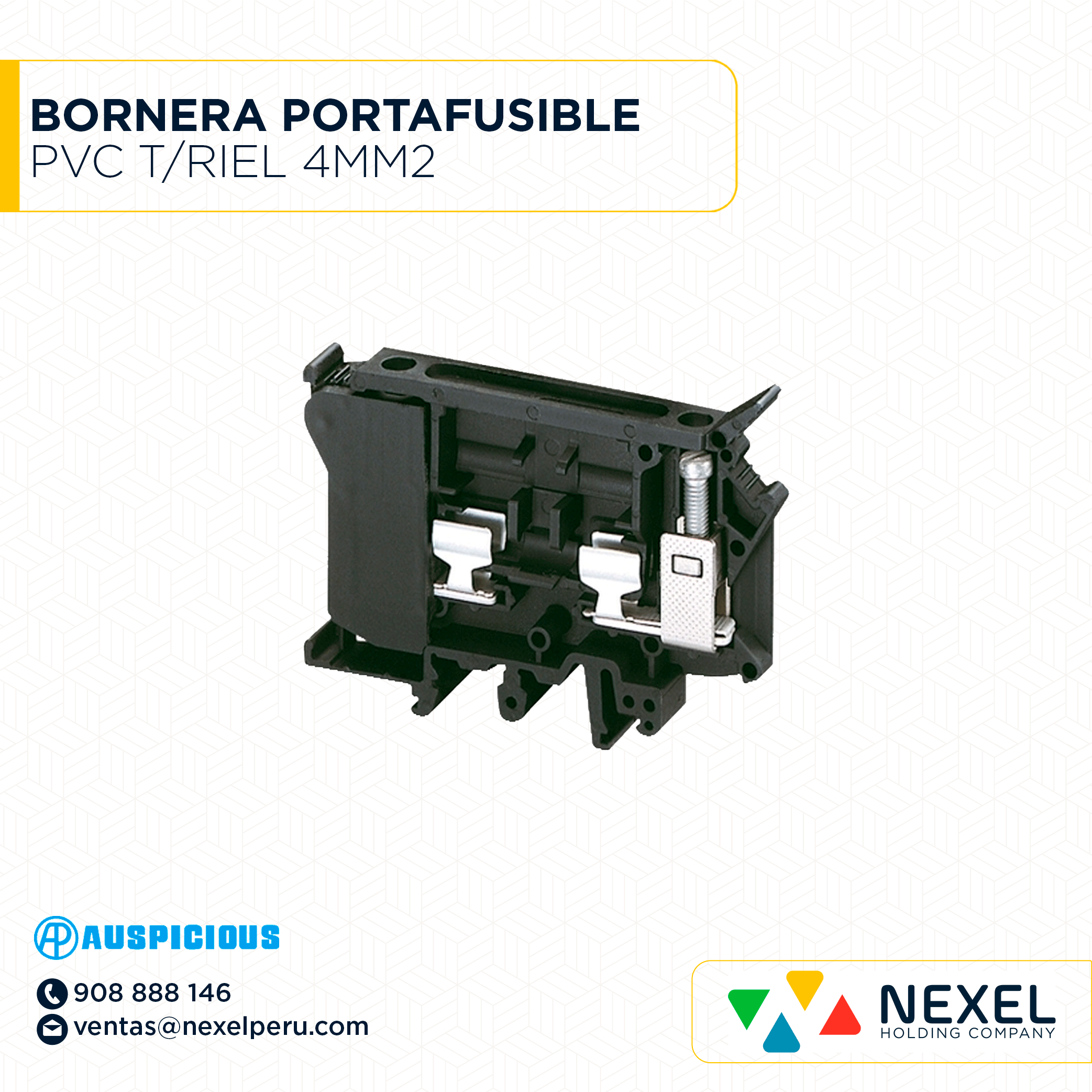 BORNERA PORTAFUSIBLE PVC T/RIEL 4MM2 AUSPICIOUS