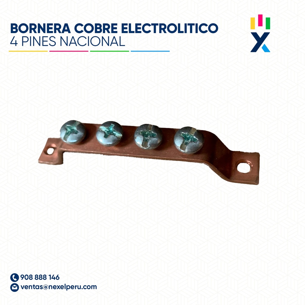 BORNERA DE COBRE ELECTROLITICO 4 PINES NACIONAL